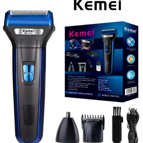Kemei KM-6332 3-in-1 Grooming Kit - Rechargeable Trimmer for Beard, Hair & Nose Trimming