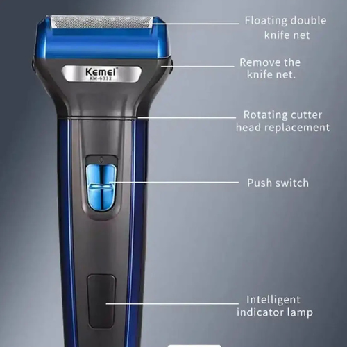 Kemei KM-6332 3-in-1 Grooming Kit - Rechargeable Trimmer for Beard, Hair & Nose Trimming
